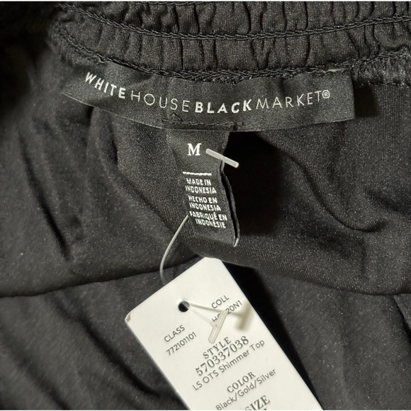 WHBM OFF THE SHOULDER LONG SLEEVE SHIMMER METALLIC BLOUSE TOP GLAMOUR SIZE MED - Picture 5 of 8